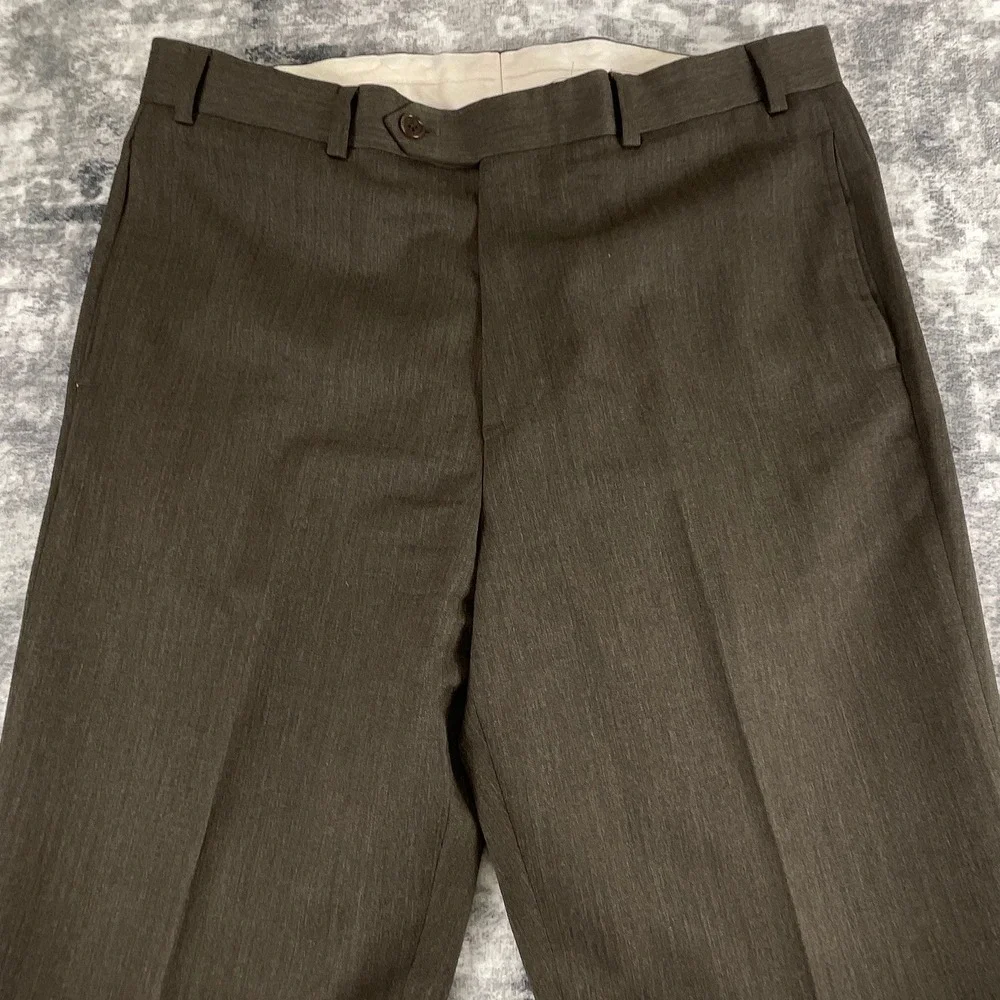 Brooks Brothers Mens 35x32 Madison Fit Wool Dress Pants Brown Weave Trousers